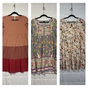 SHEIN Bundle Cottagecore/Peasantcore Multi-Color Floral and Tiered Dresses